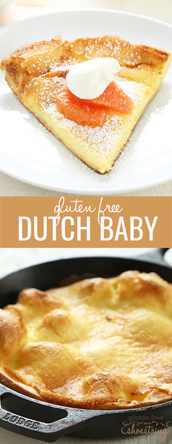 Just a few basic pantry ingredients are all it takes to make this perfect gluten free Dutch Baby, sometimes called a German Pancake. It’s like a cross between a pancake and a popover, and it’s ready in about 20 minutes!