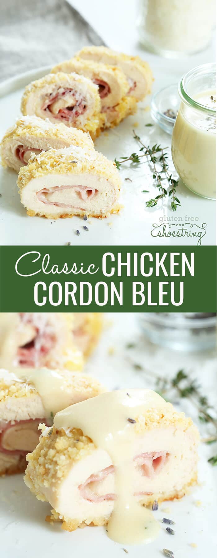 Your whole family will love every bite of these bundles of boneless chicken wrapped around ham and cheese, then breaded and baked. Gluten free chicken cordon bleu with a simple mustard cream sauce is your family’s new favorite dinner!