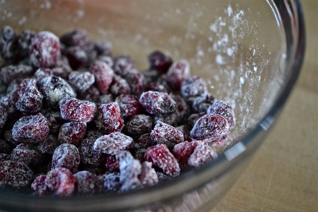 cranberries tossed in dry ingredients