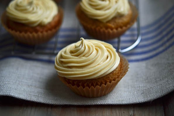 Pumpkin Cupcakes with Cream Cheese Molasses Frosting