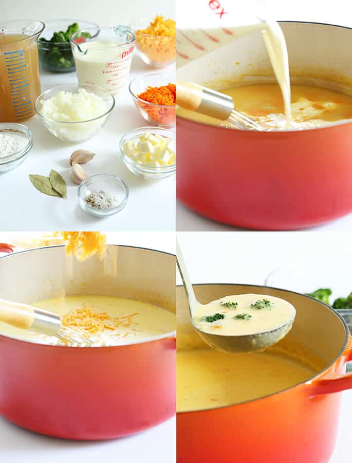 Cremige glutenfreie Brokkoli-Cheddar-Suppe, Schritt für Schritt