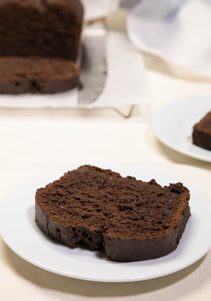 Gluten free chocolate banana bread, with plenty of melted chocolate and cocoa, plus sour cream and of course plenty of bananas. 