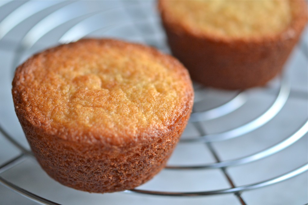 2 cupcakes on metal tray