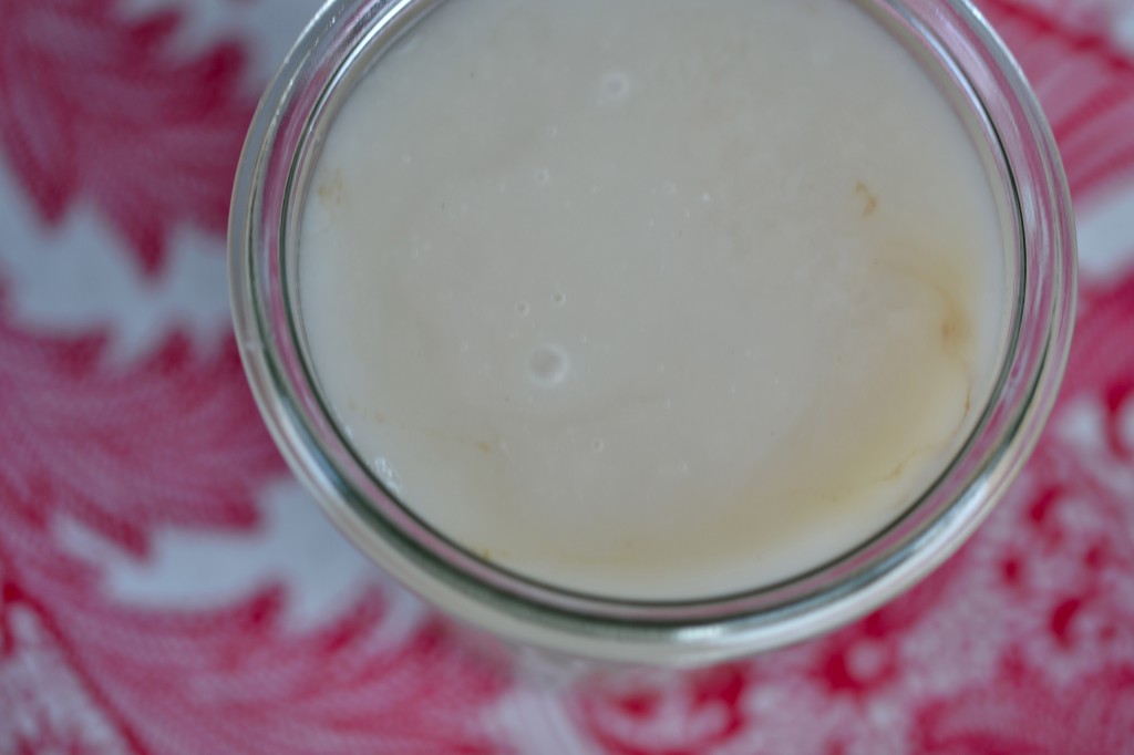 White liquid in a jar