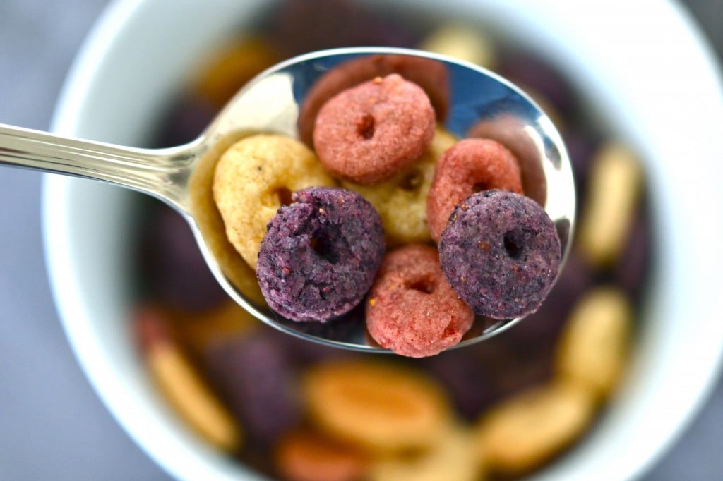 Froot Fruit Loops Copycat Cereal in a spoon