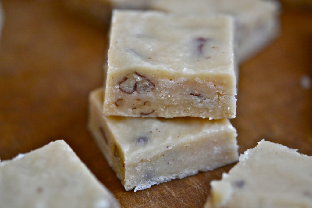 stack of Dairy Free White Chocolate Fudge