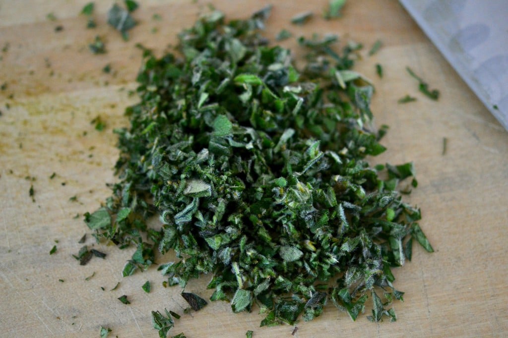 Herbs on a cutting board