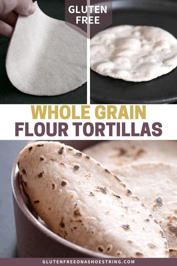 These whole grain gluten free flour tortillas have a wheaty taste and chew from added teff and sorghum flours, but are safely wheat-free.