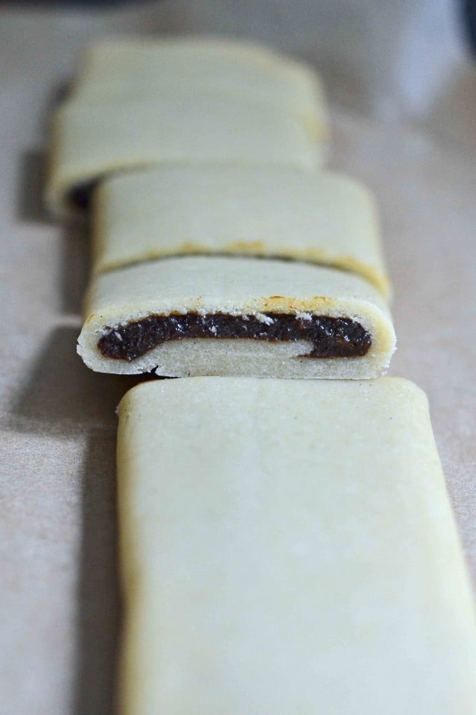 A close up of a the inside of fruit cookies