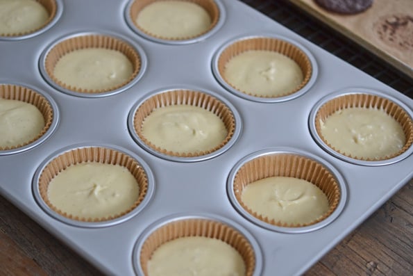 Thin Mint Cheesecakes in a muffin tray