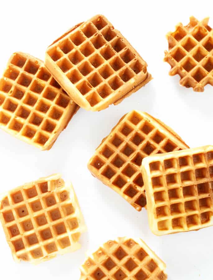 6 waffles on a white background