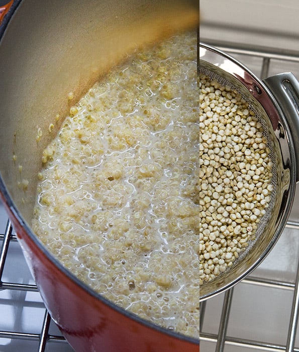 A close up of quinoa being boiled 