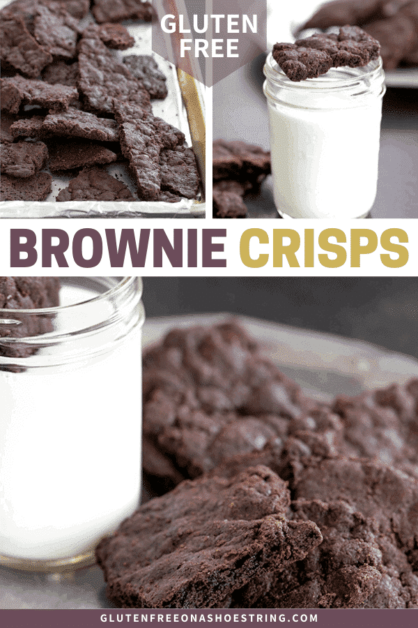 brownie crisps on a platter and on a baking tray