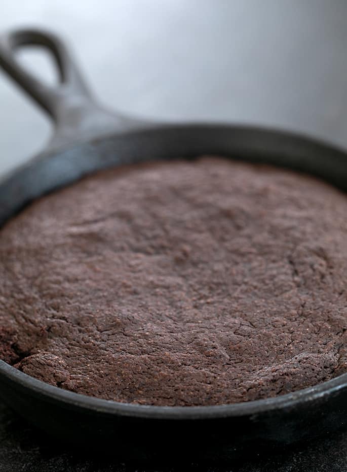 Skillet brownie baked in skillet