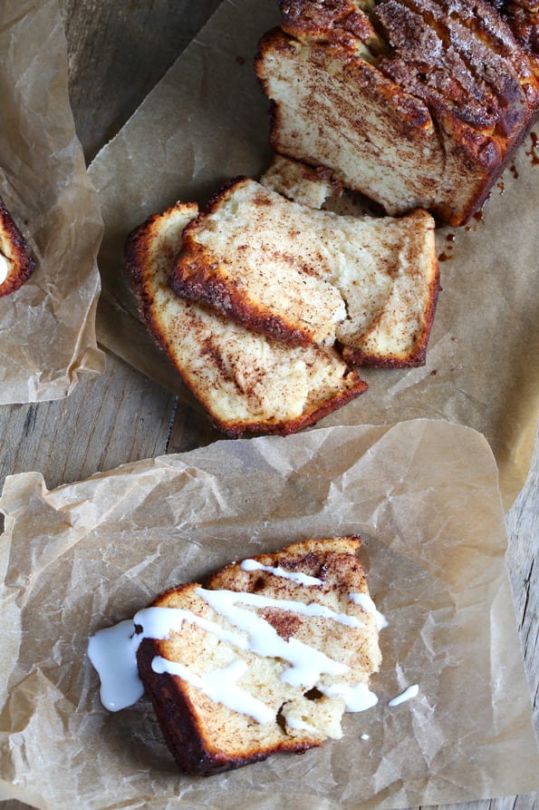 Overhead view of chocolate pull apart bread 