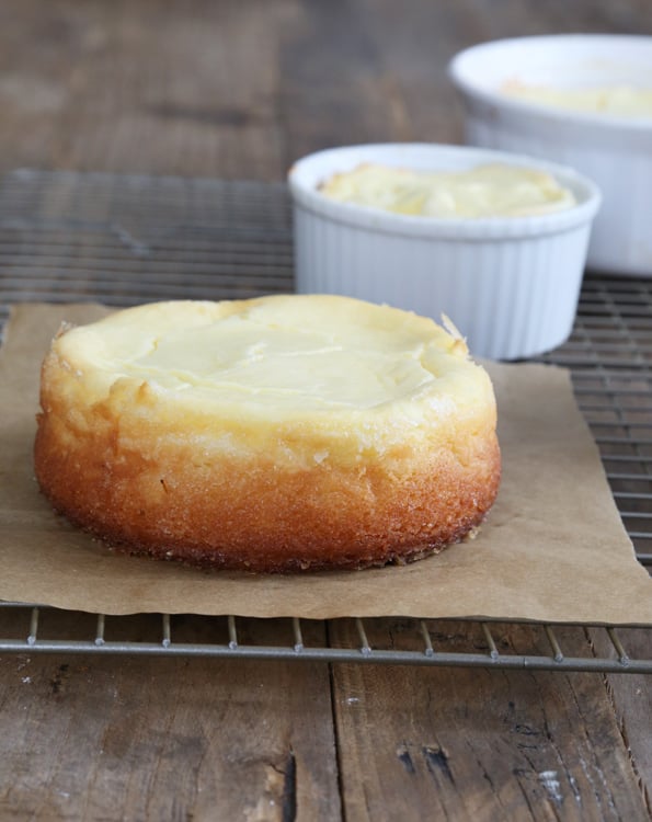 Butter cake on brown surface 