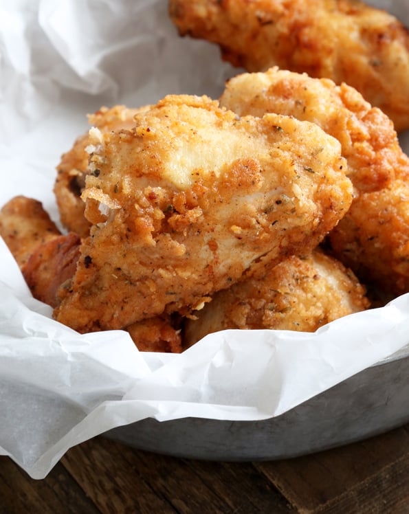 A close up fried chicken 