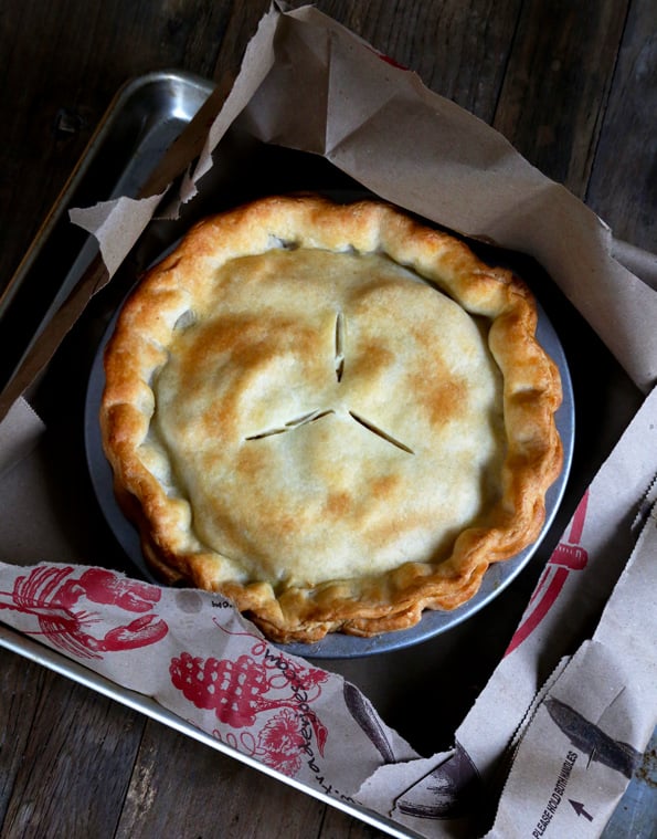 Overhead image of a double crust pie