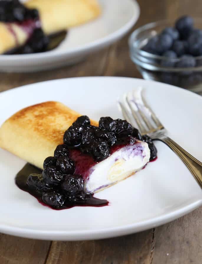 The simple-to-make pancake in a gluten free blintz is a bit thicker than a crêpe, so you can really sink your teeth into it. Filled with a simple ricotta cheese filling, and you've got the perfect breakfast-for-dinner.