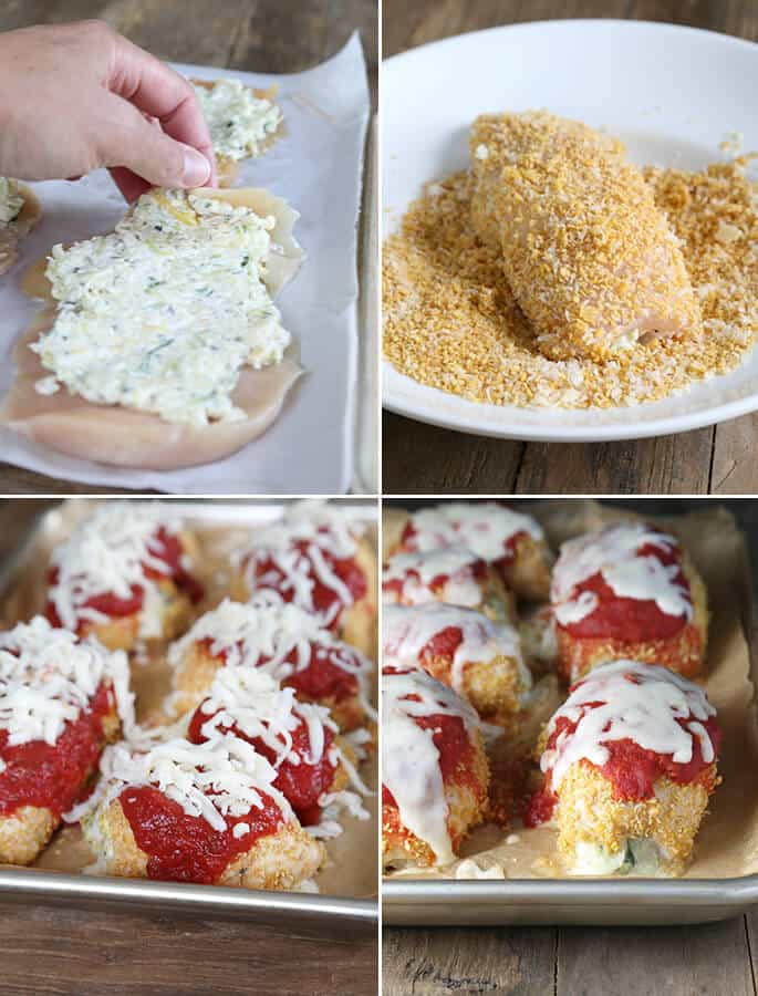 Gluten Free Zucchini Chicken Parmesan Bundles, Step by Step