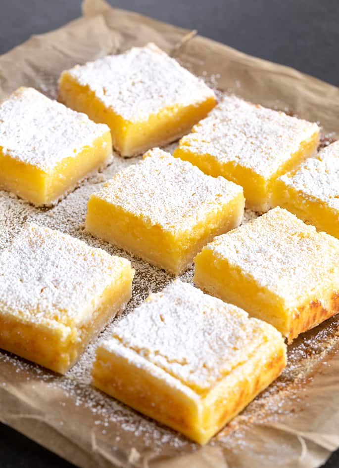 Image of 8 squares of lemon bars