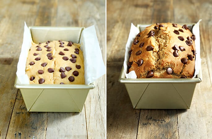 Low in sugar and with no added butter or oil, this gluten free peanut butter bread is still moist, tender, and full of peanut flavor.