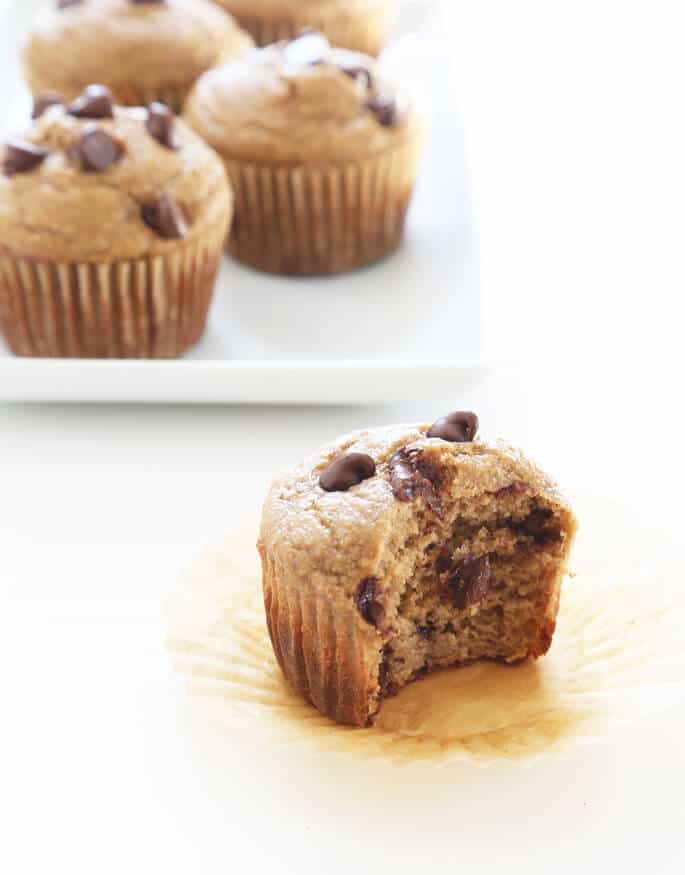 These healthy banana muffins are naturally gluten free and made with no butter, no oil and no added refined sugars. Make the batter in the blender! 