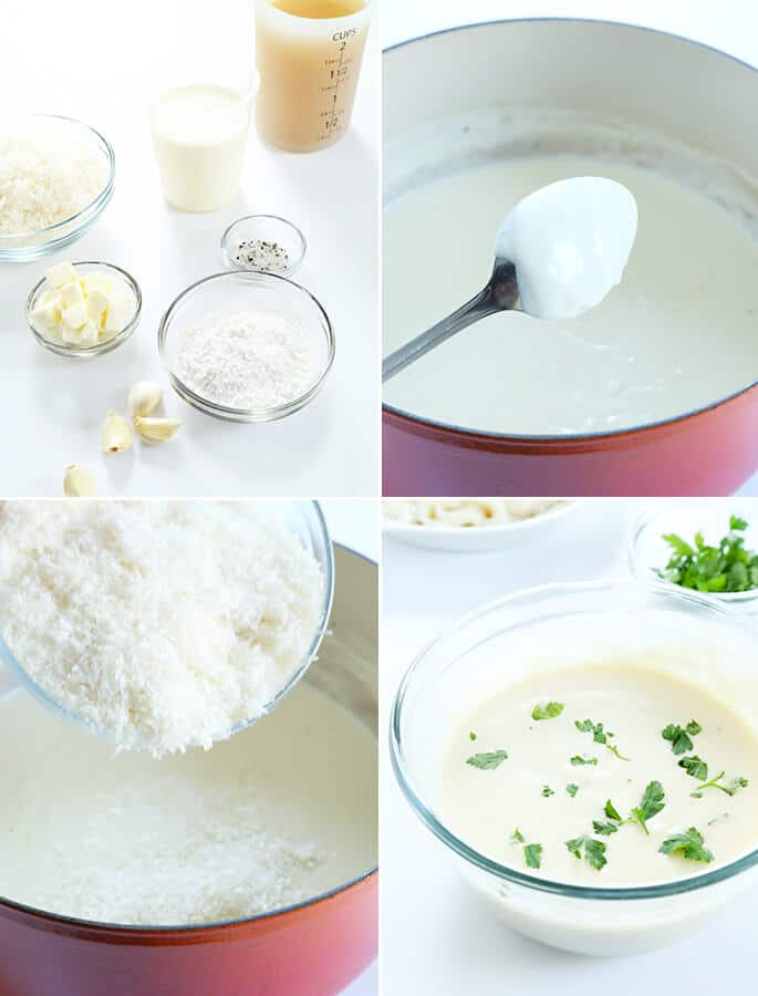 Lightened Up Gluten Free Alfredo Sauce, Step by Step