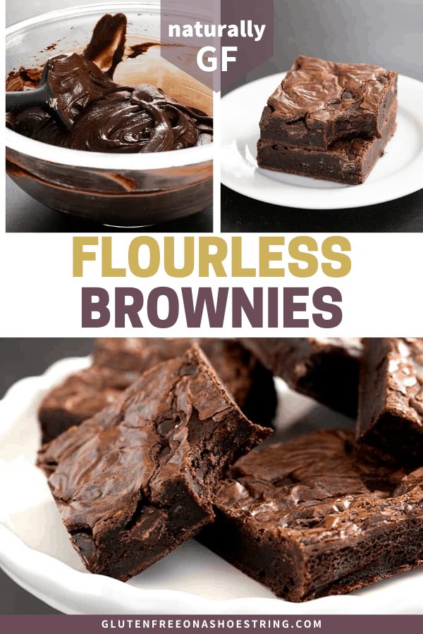 These naturally gluten free flourless brownies are rich and fudgy, with a Paleo option, too. Made simply, with melted chocolate and cocoa powder, for maximum chocolate flavor.