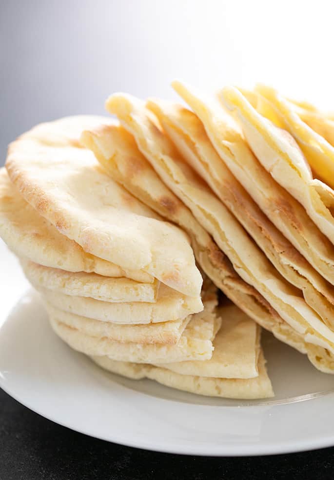 Pita bread freshly baked coming out of the oven Stock Photo