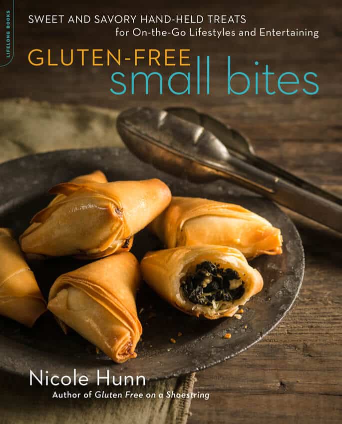 Sweet and savory handheld treats for on-the-go lifestyles and entertaining. Gluten Free Small Bites cookbook.