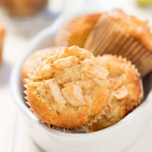 The easiest recipe for perfectly spiced gluten free apple muffins you'll ever find, with plenty of diced apples inside, made extra tender with sour cream in the batter. Long live apple season!