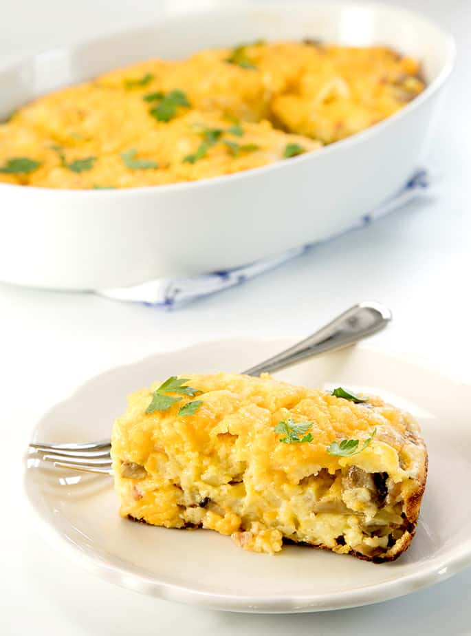 This easy gluten free breakfast casserole is made with my simple homemade GF pancake mix, frozen hash browns, eggs, milk and your favorite smokey meat. Make breakfast or brunch feel like a celebration, any time!