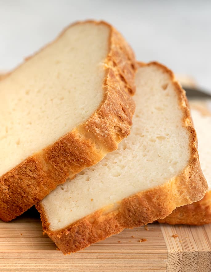 Closeup image of gluten free English muffin bread