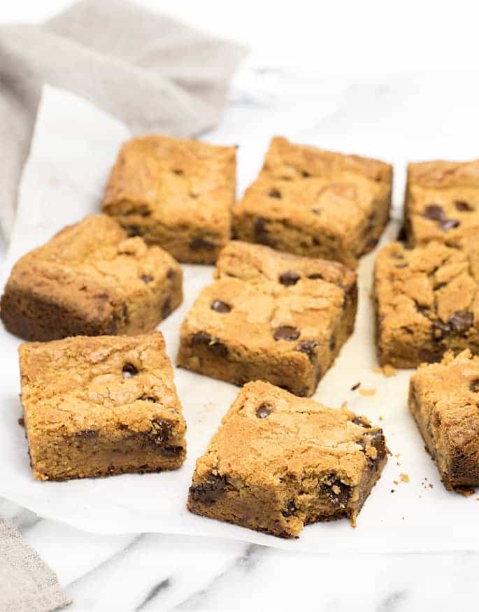 Chewy, fudgy peanut butter brownies are the bar for true peanut butter lovers. The perfect brownie texture, topped with your favorite chips!