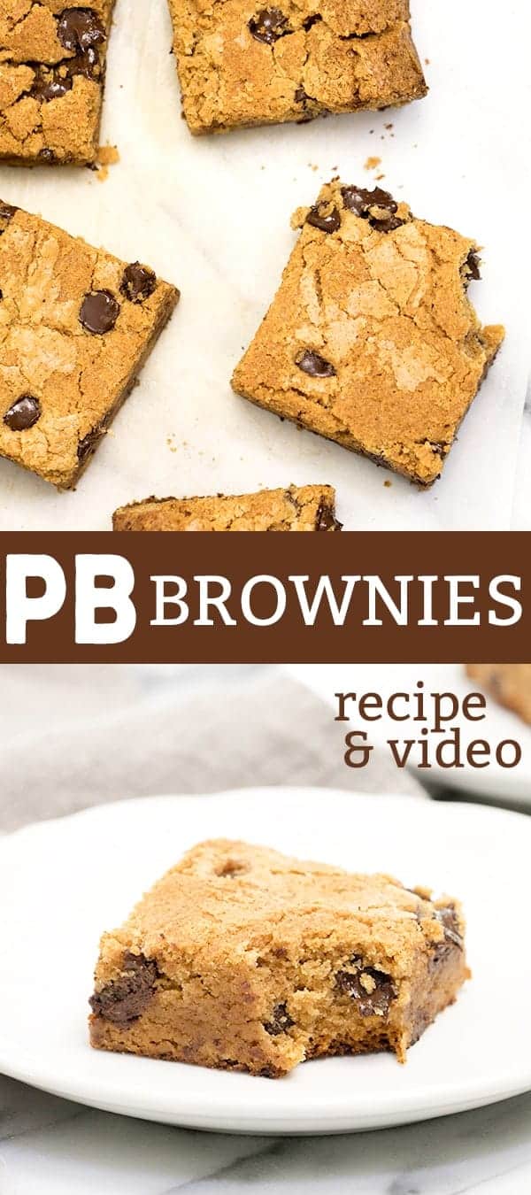 Chewy, fudgy peanut butter brownies are the bar for true peanut butter lovers. The perfect brownie texture, topped with your favorite chips!