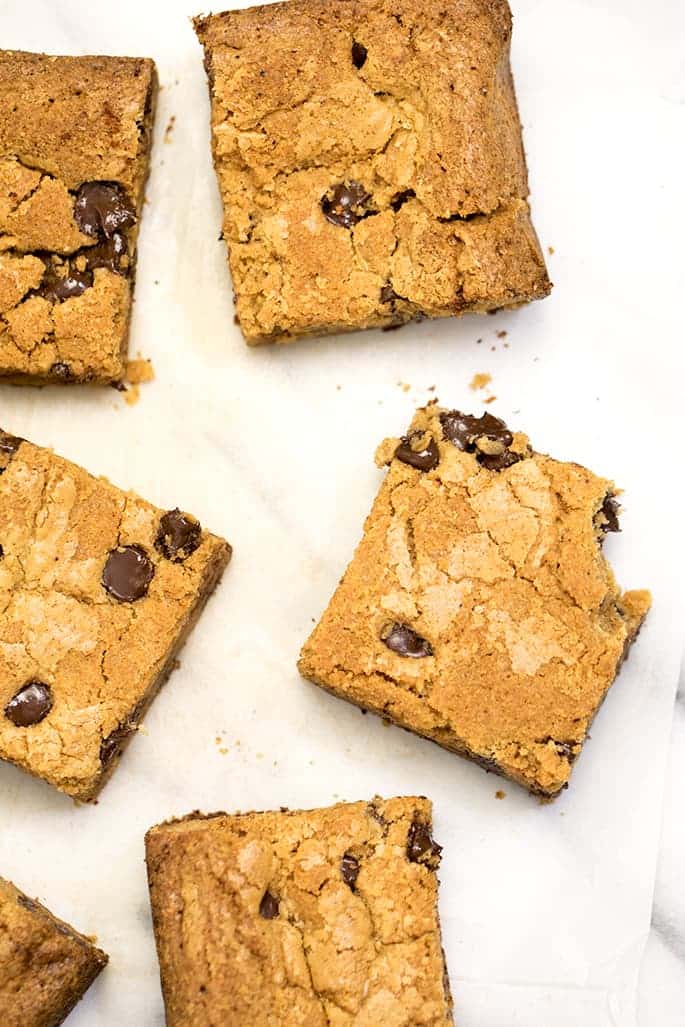 Chewy, fudgy peanut butter brownies are the bar for true peanut butter lovers. The perfect brownie texture, topped with your favorite chips!