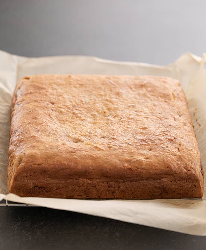 Banana cake baked cooling