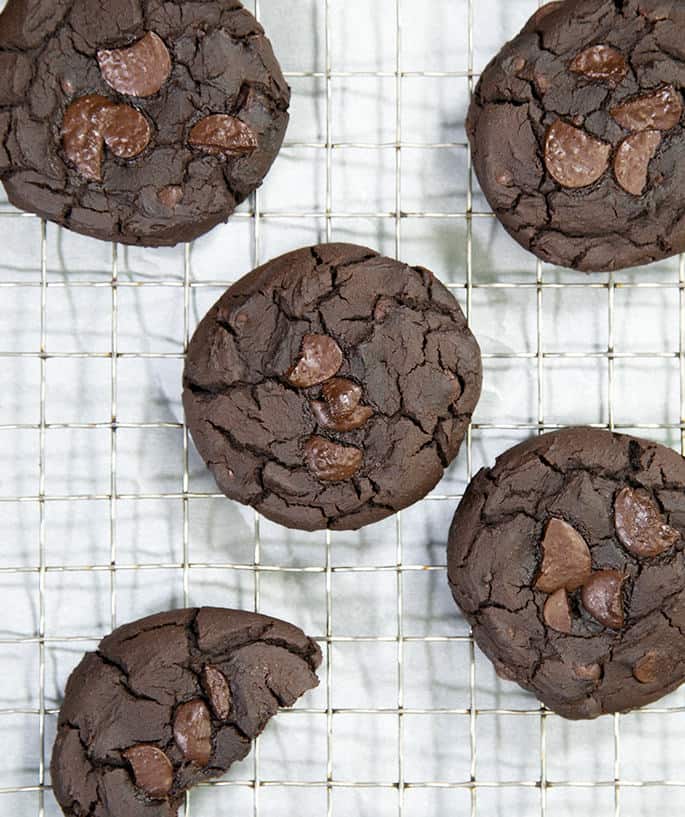 Incredibly fudgy, rich chocolate black bean cookies have absolutely no flour of any kind. They'll never about the beans if you don't tell them!