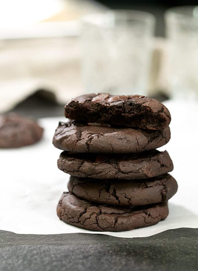 Incredibly fudgy, rich chocolate black bean cookies have absolutely no flour of any kind. They'll never about the beans if you don't tell them!