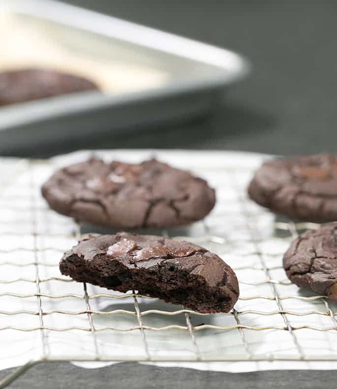 Incredibly fudgy, rich chocolate black bean cookies have absolutely no flour of any kind. They'll never about the beans if you don't tell them!