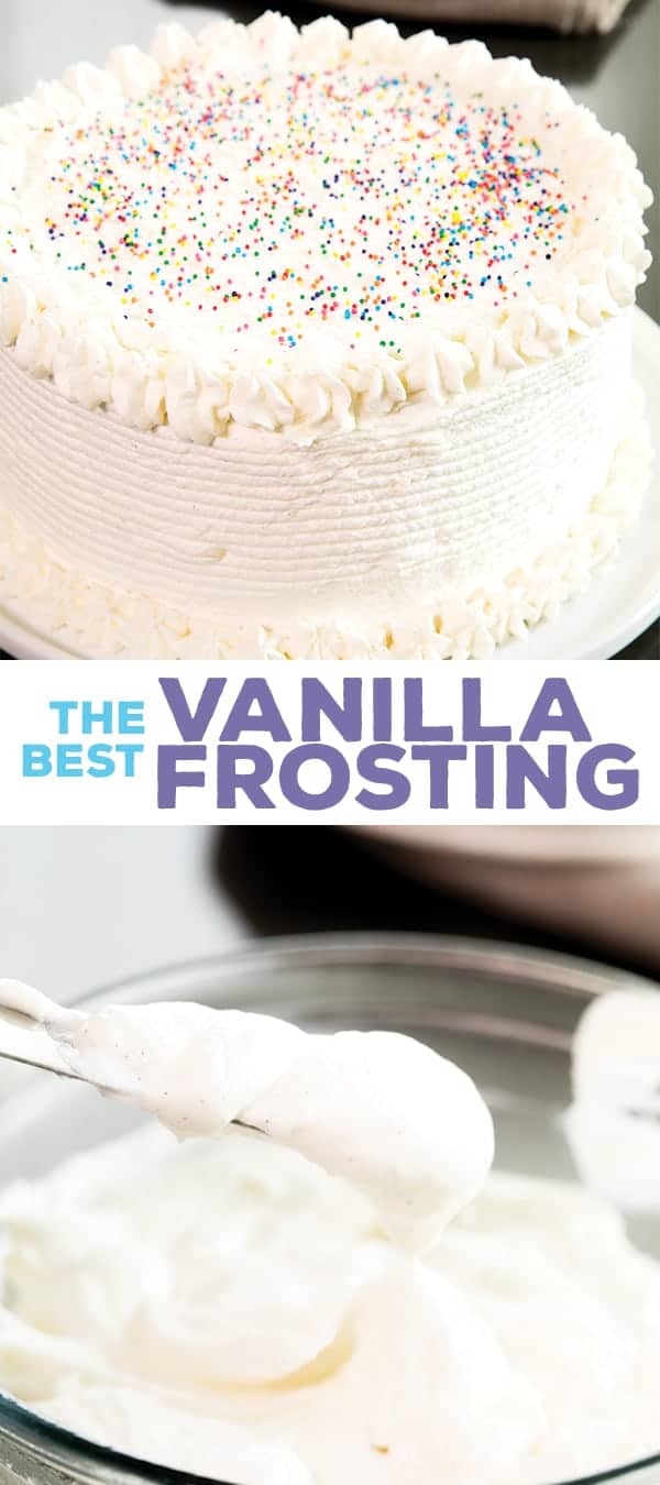 A cake frosted with vanilla ermine frosting and a bowl of the frosting with a spreading knife