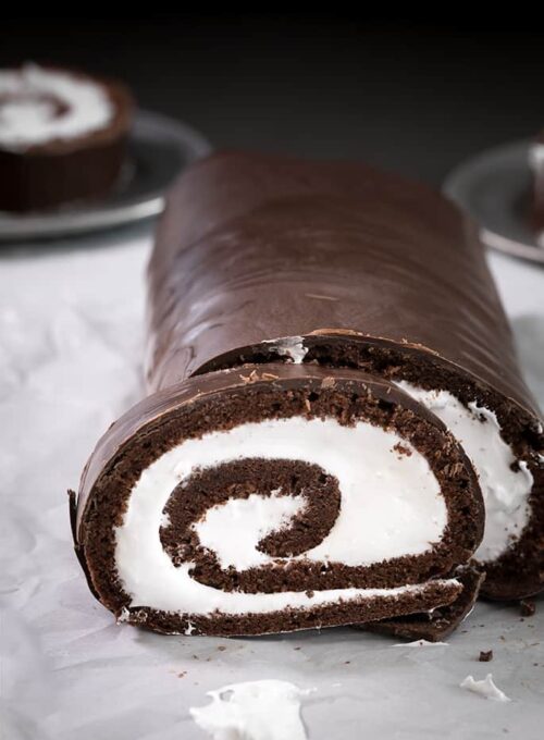 Gluten Free Swiss Roll Cake Recipe | Chocolate Sponge with Creme Filling