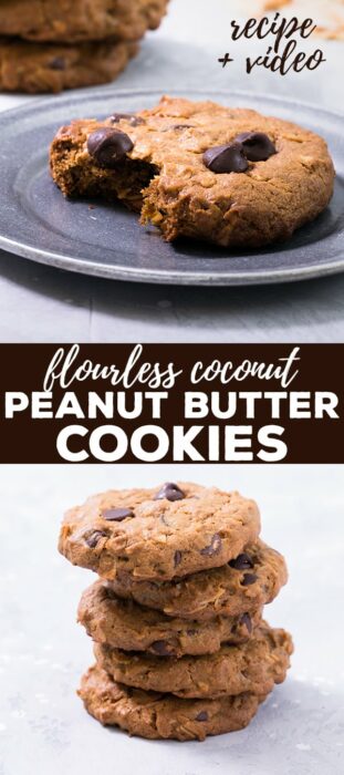 Flourless Peanut Butter Cookies | Toasted Coconut Chips