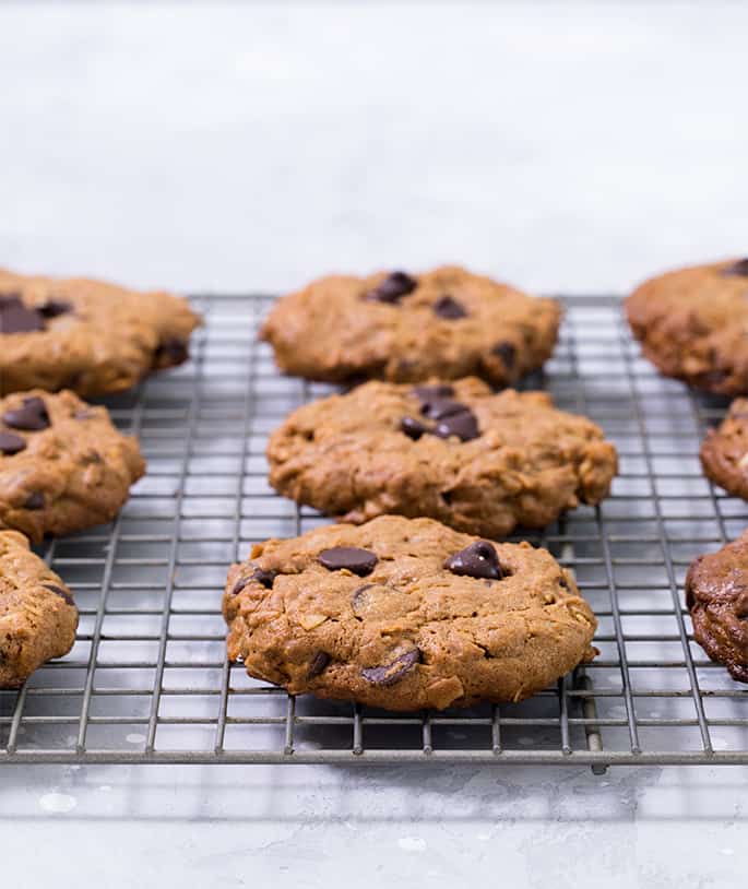 These flourless coconut peanut butter cookies are low in sugar, packed with protein and take just minutes to throw together. They're naturally grain-free and dairy-free, too!