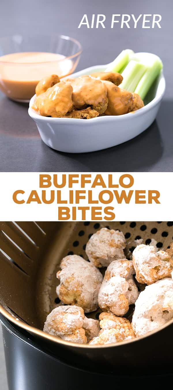 This easy recipe for buffalo cauliflower bites is made in the Air Fryer for a low-calorie, Paleo-friendly appetizer or side dish. Naturally gluten free and dairy-free, too!