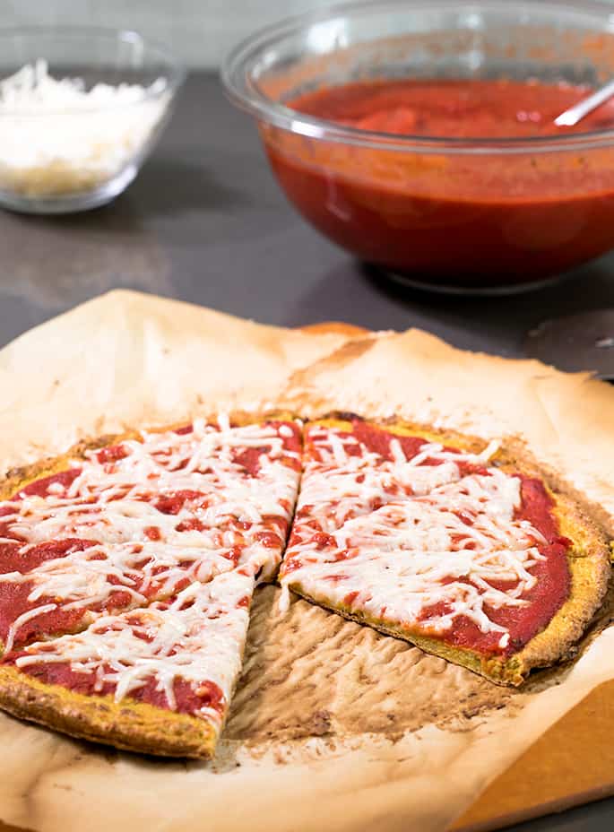 This low carb pizza is the perfect savory thin-crust pizza base that suits nearly every dietary need, is Weight-Watchers friendly and still manages to be naturally dairy-free. 