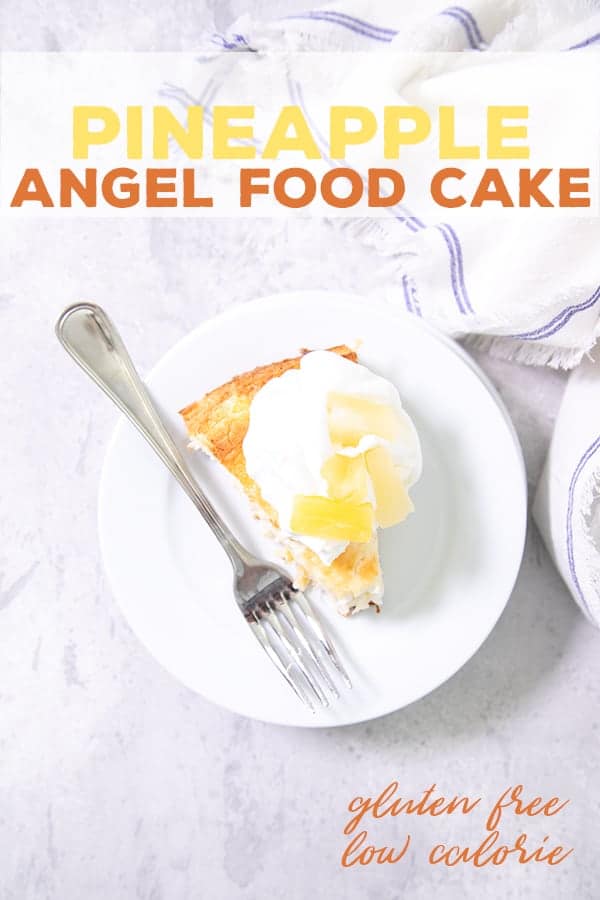 This heavenly pineapple gluten free angel food cake is made from scratch, but it's still so easy. And it only has 4 Weight Watchers SmartPoints per generous slice! #angelfoodcake #mothersday #ww #glutenfree #gf #dairyfree