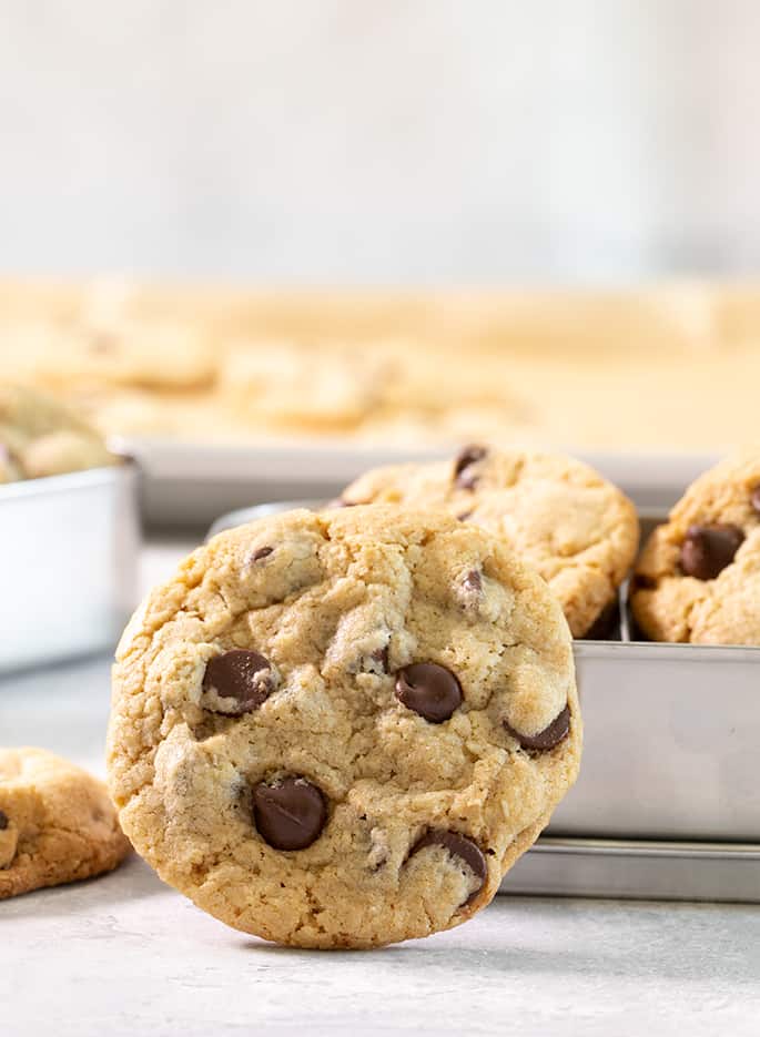 Remember the taste and texture of Mrs. Fields cookies? This easy gluten free chocolate chip cookie recipe in the Mrs. Fields style brings it all back. 