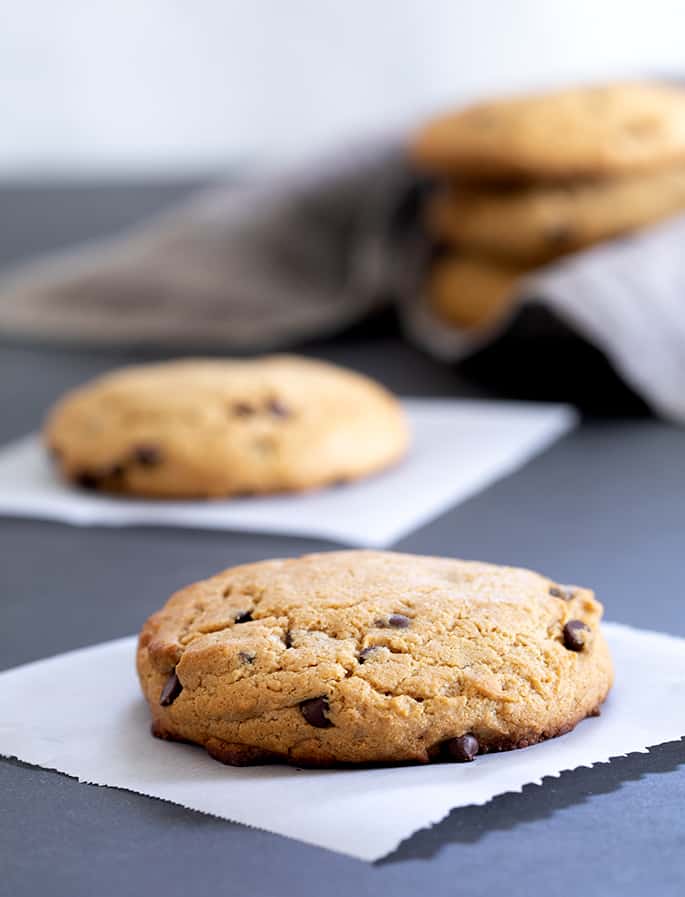 These easy chocolate chip peanut butter protein cookies are made in one bowl, with high-quality whey protein, smooth peanut butter, and just a touch of honey. 